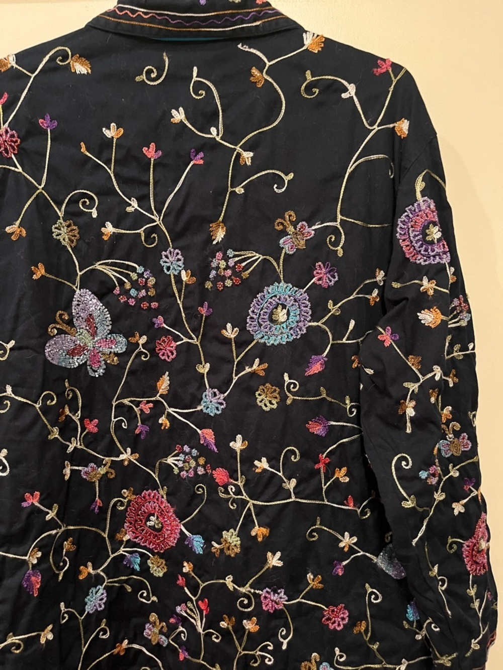 Quacker Favtory Embroidered / Embellished Black Floral Button-Up Jacket - Picture 11 of 14